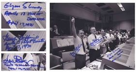 Jubilant Apollo 13 Photo Signed by the the Flight Directors -- Photo Measures 20 x 16, With Beckett COA 